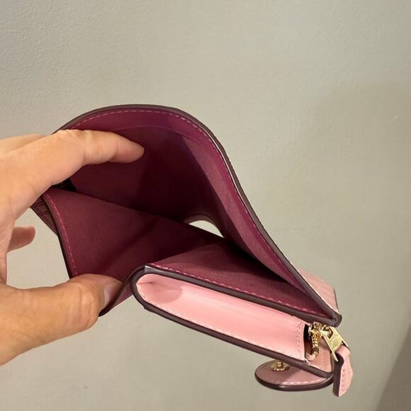 Coach Medium Corner Zip Wallet In Signature Canvas CW786 In POWER PINK - Picture 5 of 7